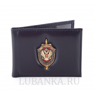 Обложка для удостоверения ФСБ с жетоном узкая пухлая темно синяя