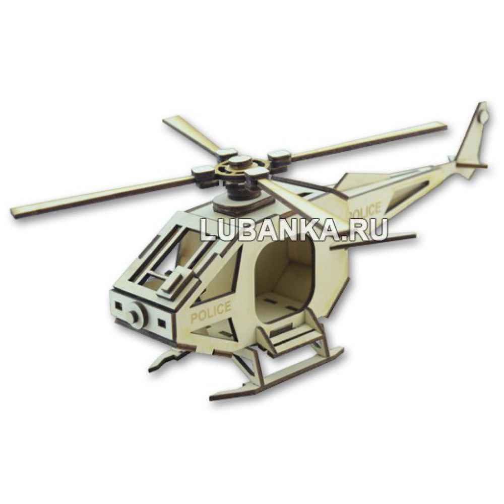 Деревянная модель для сборки вертолет Полиция